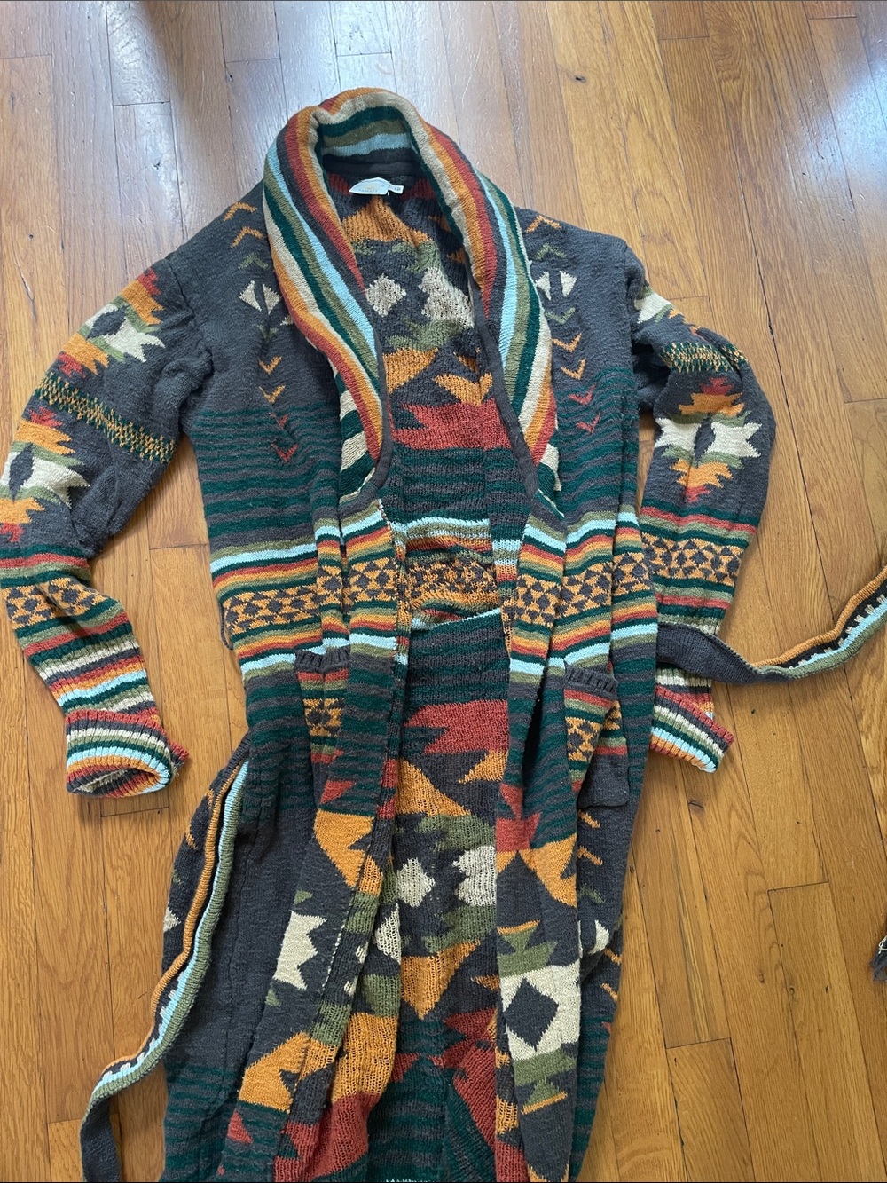 Faherty Southwestern organic cotton Cardigan /Robe size large - Picture 4 of 5
